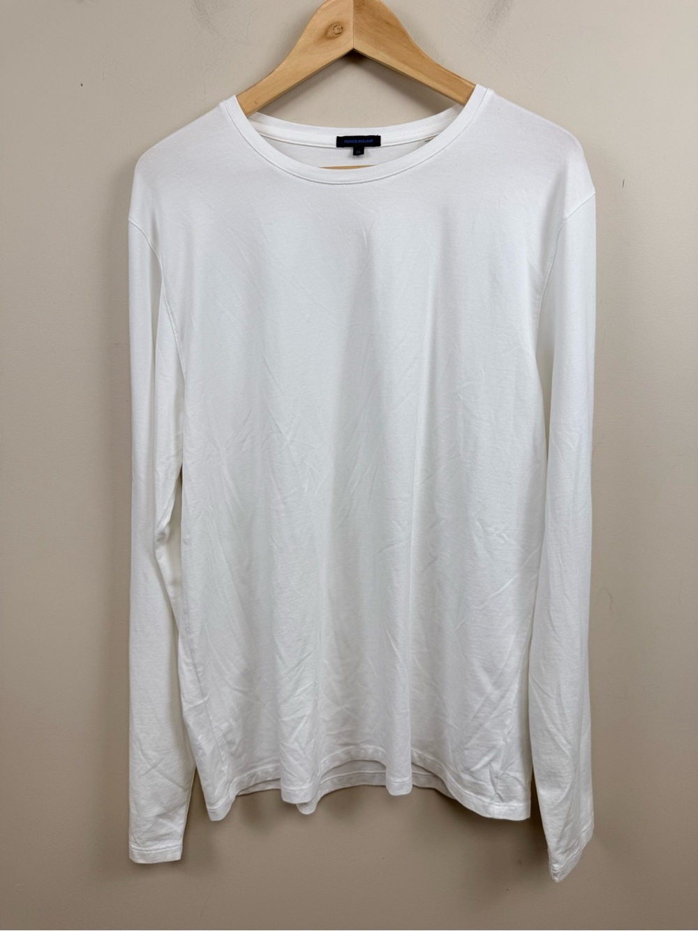 PATRICK ASSARAF white cotton long sleeve crew neck pull over XL